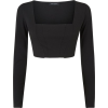 Black Crop Top - 长袖衫/女式衬衫 - 