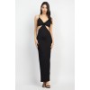 Black Cutout Back Slit V-neck Maxi Dress - Vestidos - $19.80  ~ 17.01€