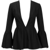 Black Deep V-Neck Ruffled Trumpet Sleeve - Куртки и пальто - $47.99  ~ 41.22€