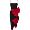 Black Dress with Large Bow - sukienki - 