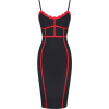 Black Dress with Red Stripe - Sandals - 