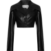 Black Faux Leather Crop Jacket - Drugo - 