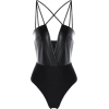 Black Faux Leather Swimsuit - Other - 