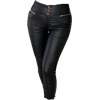 Black Faux Leather Zip Detail Leggings - レギンス - 