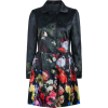 Black Lapel Long Sleeve Floral Trench Co - Chaquetas - 