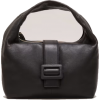 Black Leather Mini Buckle Tote Bag - 手提包 - 