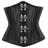 Black Leather Underbust Corset - Shirts - 