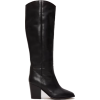 Black Leather Western Knee Boot - Stivali - 