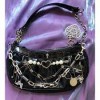 Black Leather Wristlet Clutch Charms - Clutch bags - 