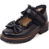Black Lolita Lace Bow Leather Heels - 经典鞋 - 