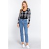 Black Long Sleeve V-neck Fitted Button Down Plaid Sweater Cardigan - Swetry na guziki - $30.25  ~ 25.98€