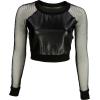 Black Mesh Leather Crop Top - Ärmellose shirts - 