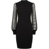 Black Mesh Puff Sleeve Dress - Obleke - 