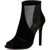 Black Mesh Suede Peep Toe - Boots - $50.39 