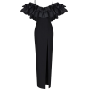 Black Off Shoulder Satin Dress - Obleke - 