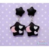 Black Pastel Goth Star Earrings - Aretes - 