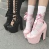 Black Pink Ballet Platform Heels - Platformy - 