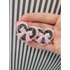Black Pink Bow Heart Glitter Earrings - Earrings - 