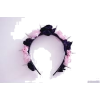 Black Pink Chiffon Velvet Rose Headband - Kapelusze - 