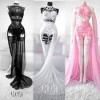 Black Pink White Sexy Pastel Goth Gown - Dresses - 