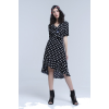 Black Polka Dot Asymmetric Midi Dress - Dresses - $92.00  ~ £69.92