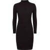 Black Ribbed Bodycon Dress - Haljine - 