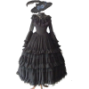 Black Ruffled Long Lolita Dress - sukienki - 