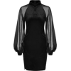 Black Sheer Sleeve Dress - ワンピース・ドレス - 