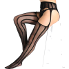 Black Striped Crotchless Stockings - 模特（真人） - 