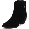 Black Suede Fringed Ankle Boots - Stiefel - $51.79  ~ 44.48€