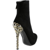 Black Suede Pump with Embellished Heel - Klasyczne buty - 