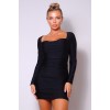 Black Sweetheart Pleated Front Sexy Mini Dress - Obleke - $56.10  ~ 48.18€