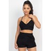 Black Terry Towel Bralette Top & Mini Shorts Set - Платья - $23.65  ~ 20.31€