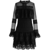 Black Tiered Crochet Mesh Dress - Otros - 