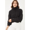 Black Turtle Neck Loose Fit Cable Knit Sweater - Puloveri - $36.30  ~ 31.18€