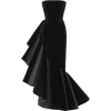 Black Velvet Dress with Ruffle - Haljine - 
