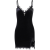 Black Velvet Mini Dress with Cross Detai - Dresses - 