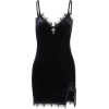 Black Velvet Mini Dress with Cross Detai - sukienki - 