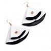 Black & White Leather Earrings - Uhani - 