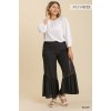 Black Wide Leg Elastic Waist Lace Tape Pants - Leggings - $64.90 