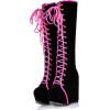 Black and Pink Knee High Boots - Boots - 