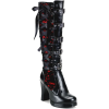 Black and Red Corset Knee Boots - Botas - 