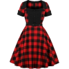 Black and Red Plaid Retro Dress - Altro - 