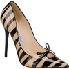 Black and Tan Striped Heels - Klasyczne buty - 