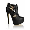 Black and gold heel - Čizme - 