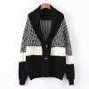 Black and white contrast color knit thic - Jacket - coats - $39.99 