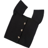 Black buttoned decorative ruffled knit t - 半袖シャツ・ブラウス - $25.99  ~ ¥2,925