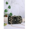 Black clutch with gold plants - Hand bag - 