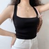 Black elegant texture with hollow back straps stretch knit comfortable camisole - Shirts - $26.99 