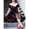 Black sheer rose dress - Röcke - 